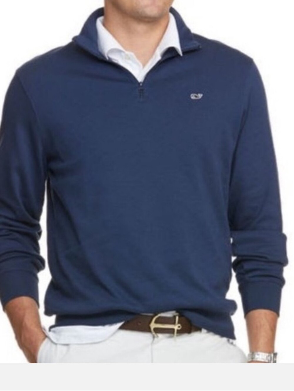 Vineyard Vines Men's Quarter Zip Navy Blue Pullover, Men's Small